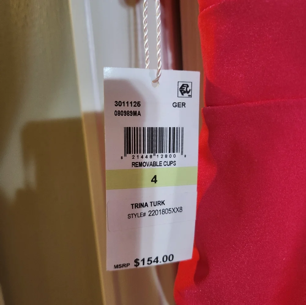 Trina Turk Women's Ruffle-Trim Plunge One-Piece Swimsuit Pink NWT - Picture 7 of 8